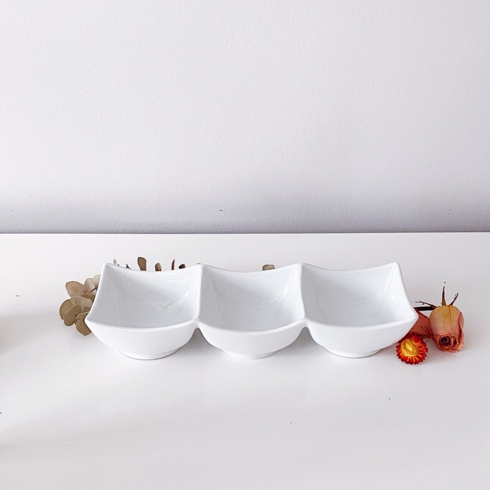Simple White Servingware with 3 Bowls